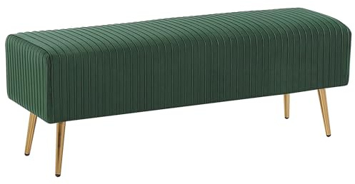 Bank Sitzhocker aus Samtstoff in Smaragdgrün elegantes Design Paterson