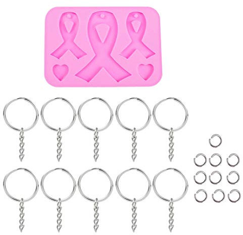 GUMEI SIDA Sensibilisation au Cancer Arc Porte-clés résine Moule Silicone Ruban Rouge Arc Moule Outil