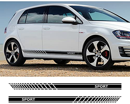 Auto Seitenstreifen Seitenaufkleber Aufkleber, Für VW Golf 4 5 6 7 Tuning 2 stücke Autoaufkleber Tür Seitenschweller Vinyl Film Auto Sport Racing Streifen Aufkleber