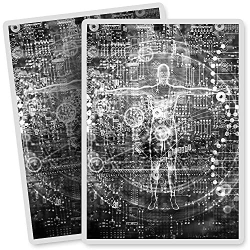 2 x Vinyl Stickers - Rectangle Shape 7x10cm - BW - Biotech Computer Science Art Print Decal Laptop Tablet Luggage Car Bike Sticker #38912