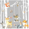 Grandora Wandtattoo Wandsticker Kinderzimmer Tiere Wald Birkenstämme Wandaufkleber Wanddeko Sticker Babyzimmer Spielzimmer Wandbild Kinder Jungs Aufkleber DL760
