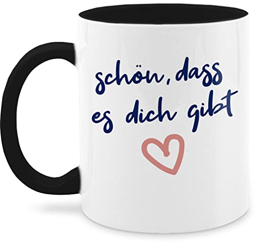 Tasse Tassen 325ml - Statement Sprüche - Schön, dass es dich gibt - 325 ml - Schwarz - kaffeetassen mit sprüchen spruch bürotassen nur deutschen schöne schön spruchtassen sarkasmus