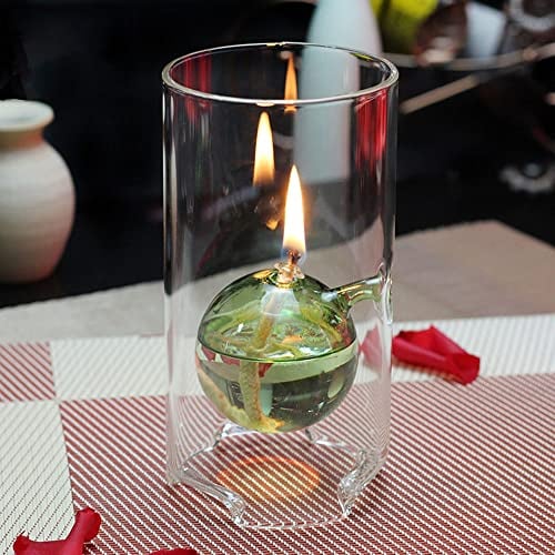 BOZHEN Moderne transparente Glasöllampe Glaskerzenhalter kreative Dekoration Öllampe für drinnen Haus Notbeleuchtung Kerosinlampe Haushalt rauchfreie Butterlampe