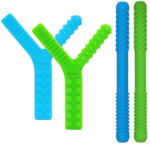 Sensorische Kauspielzeuge 4 Pack, Silikon Zahnen Strohhalme Spielzeug für Autismus, ADHS, SPD, Beißen oder besondere Bedürfnisse, Sensorisches Spielzeug Lindern Stress- und Angste