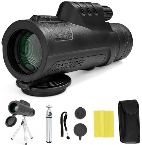 Starscope Monokular Teleskop G3 Essential Bundle - 10x42 Fernglas mit großer Reichweite | Monokular für Jagd- und zur Vogelbeobachtung mit Spektiv-Stativ, Tragetasche, Handschlaufe und Tuch