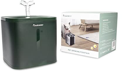 Fontaine à Eau pour Chat, 2L, Verte, Filtre Triple et Pompe à Eau, Certificat CE et RoHS