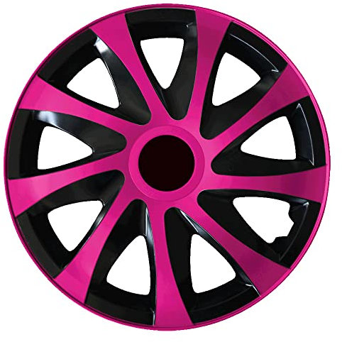 RADKAPPEN-KÖNIG 1STÜCK EINZELN 16 Zoll 16 RKK04 Schwarz-Pink Radkappe Radzierblende
