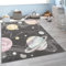 Paco Home Kinderteppich Teppich Kinderzimmer Junge Mädchen Modern Weltraum Planeten Sterne Weich Anthrazit Mehrfarbig, Grösse:200 cm Rund