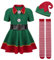 AudMsier Grüne Elfe Kostüm Weihnachten Halloween Elfe Frauen Kleid Set Kinder (140CM)