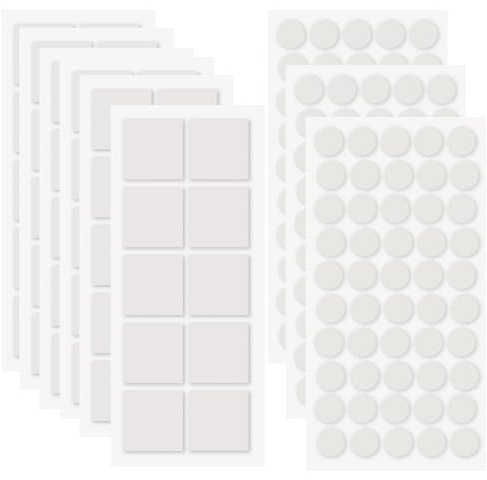 60 Stück große Montagequadrate doppelseitig + 150 Stück runde Klebepunkte,2 Größen,klare Acryl-Klebeband Ballonaufkleber Pads Montage-Klebeband für Poster Auto Armaturenbrett Basteln Metall Glas Wand