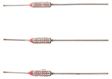 HUABAN 10 Piezas Fusible térmico de temperatura de metal RY117 117 ℃ 10A 250V