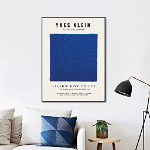 Yves Klein Kunstdruck Klein Blau Monochrom Kunstwerk Ausstellungsplakat Galerie Wandkunst Leinwand Gemälde für Wohnkultur 30x45cm Rahmenlos