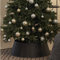 Round Christmas Tree Skirt - Sturdy & Durable Christmas Tree Collar - 9.1 H 22.8 Top & 28 Base Diameter Woven Design Xmas Tree Skirt - 12 Pieces Plastic Ring for Artificial or Real Trees - Black