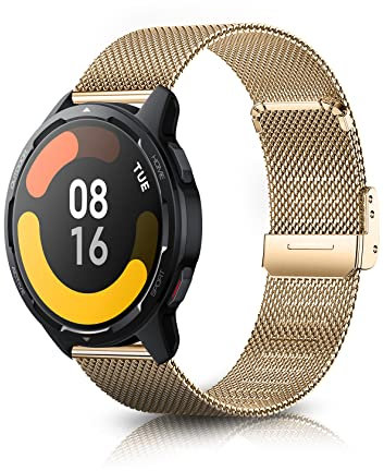 ToVioc Cinturino per Xiaomi Watch S3 /2 Pro /S2 /S1 Pro /S1 Active Cinturino Metallo Acciaio Inossidabile 22mm Cinturini per Amazfit Balance/Cheetah Pro/Amazfit Bip 5 /Amazfit Pop 3S - Oro
