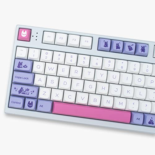 Lila weiß PBT Tastenkappen Set 135 Tasten XDA Profil Cute Rabbit Tastenkappen Custom Dye Sublimation Tastatur Tastenkappen für Cherry MX Gateron Kailh Schalter Mechanische Tastaturen