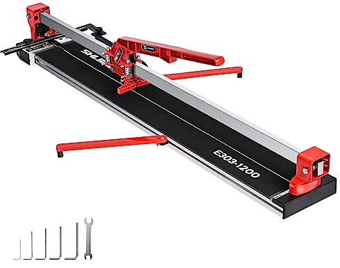 SHIJING 48-inch Manual Tile Cutter with Laser Cutting Guide Porcelain Tile Cutter with Split Platen,Double Aluminum Base,Tungsten Carbide Cutting Wheel