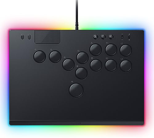 Razer Kitsune All-Button Arcade Controller: For PS5 / PlayStation 5 & PC - Low-Profile Optical Switches - Slim Form Factor - Removable Top Plate - Chroma RGB Lighting - USB Type C - Black