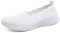 Puxowe Damen Slip On Sneaker Leichte Atmungsaktiv Sportschuhe Turnschuhe Bequem Freizeitschuhe Walking Schuhe Outdoor Fitness 42.5 EU White