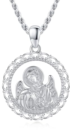 REDSUN Erzengel Saint Gabrie Halskette 925 Sterling Silber Erzengel Kette Christentum Religiöser Amulett Anhänger Schutzhalskette Schutzpatron Schmuck Geschenke für Frauen Männer