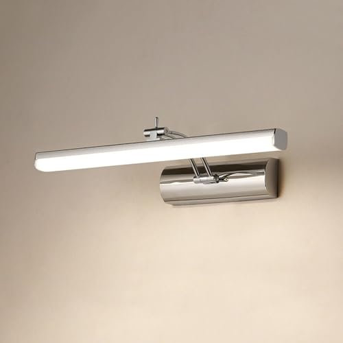 Modern LED Spiegelleuchte Wandleuchte Edelstahl Vintage Beschlagfrei Make Up Spiegel Licht Auf und ab Einstellbar 9W für Badezimmer Bad Arbeitszimmer Wohnzimmer Wandbild, 3000K Warmweiß 40CM