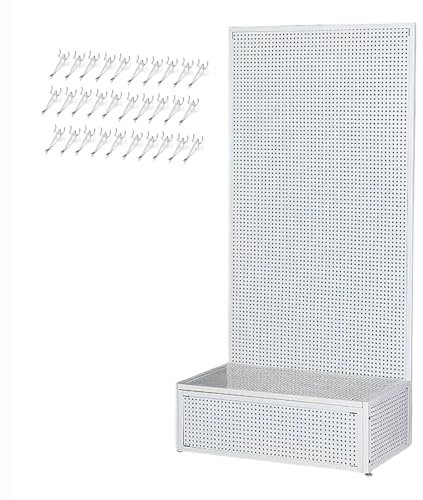 Metall Pegboard mit Haken, Groß Werkzeugwand, Werkstattwand, Lochwand, Werkzeugregal, Stecktafel Organizer für Garage, Büro, Küche, Gaming (Size : Wit)