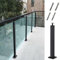 Glasgeländer Pfosten Geländer Glasgeländer Panels Clamp Post für Deck，Glasgeländersäulen-System/ Treppe Glasgeländerpfosten Hochbelastbare schwarze End-/Mittel-/ Eckpfosten(Kann Handlauf hinzufügen) (