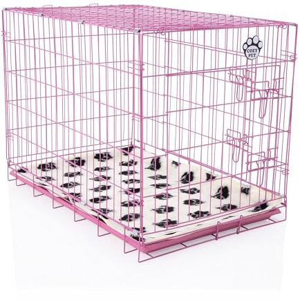 Cozy Pet Dog Cage 36 Pink (92cm) Inc Vet Bed ABS Tray Folding Puppy Crate Cat Carrier Dog Crate DCP36P + VB36C