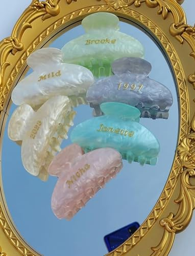Personalisierte Haarspangenkralle - Haarkralle mit individuellem Namen, Hochzeits-Haarklammer, Brautjungfern-Haarnadeln, Geburtstagsparty-Haaraccessoire (Perlen Rosa Haarspange)