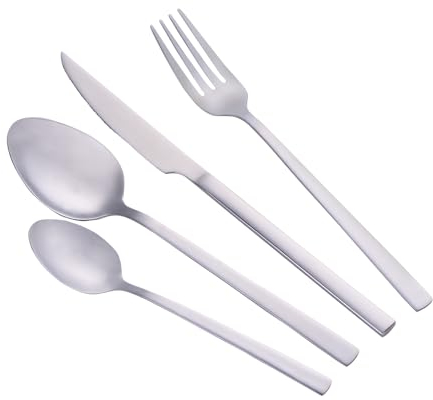 Royalford Stainless Steel Cutlery Set, 16 Piece Mirror Finish Stainless Steel Cutlery Set with 4Pc Tea Spoon, 4Pc Table Spoon, 4 Pc Fork & 4 Pc Knife | Dishwasher Safe & Easy Clean | Set for 4 People