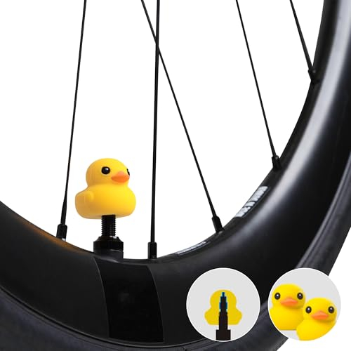 BONE Reifen Charakter, Ventil Schaft Kappe, 2 Stück waschbare Ventilkappen aus Silikon, korrosionsbeständig, universelle Stielabdeckungen für Fahrräder, Autos, Lastwagen, Motorräder und SUVs, Duck