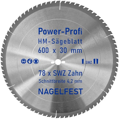 HM-Sägeblatt 600 x 30 mm SWZ 78 x Zahn - nagelfest Super-Allrounder - Kreissägeblatt Wechselzahn HW WZ für Wippsäge Tischkreissäge Brennholzsäge Holz mit Betonbeschlag Brennholz Hartholz Holzplatten