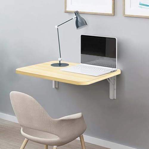 Shally Dogan Tavolo da Parete Pieghevole 60 x 40 cm in Legno, Scaffale a Muro Richiudibile Salvaspazio Versatile, Scrivania Porta Pc, Tavolino da Pranzo, Soggiorno, Salotto, Bagno, Cucina (Quercia)
