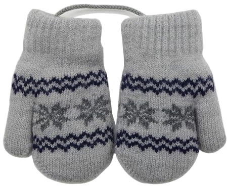 HERUAI 0-3 Jahre Baby Winter Hängende Handschuhe Fäustlinge Warm Kinderhandsche Fausthandschuh mit Schnur Outdoor Winterhandschuhe Strickhandschuh für Jungen Mädchen
