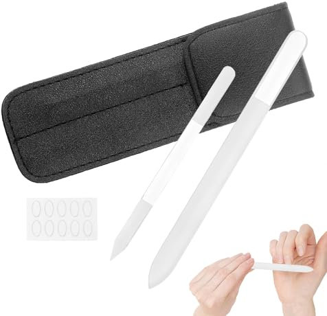 Lima per Unghie in Vetro con Custodia, Lima Unghie Professionale per Unghie Naturali, Limatura di Precisione e Finitura Liscia, Strumento da Manicure Durevole e Multifunzionale