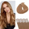 S-noilite Tape Extensions Echthaar Remy Human Hair Haarverlängerung Echthaar Extensions Tape In - 20pcs/50 gramm pro Packung (40cm) - #6A Light Green Brown