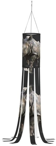 SABFWF Windsack mit Tier-Nashorn-Druck, für Herbst, Winter, Thanksgiving, Outdoor und Geister-Thema, Windsack mit Stange