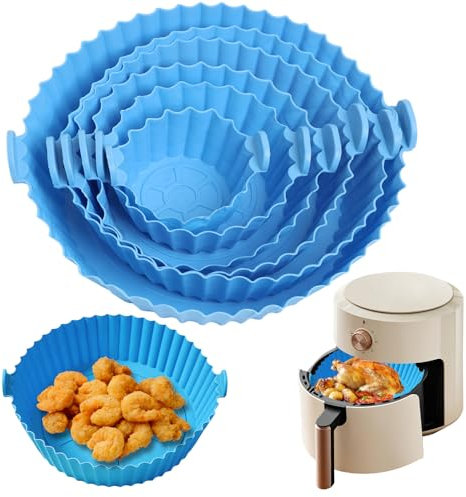 Molde Silicona Freidora De Aire Sin Aceite, 6pcs Bandeja de Silicona Reutilizable, Variedad de Tamaños para Cocina Saludable, Compatible con Horno, Freidora de Aire, Horno Microondas