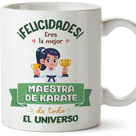 MUGFFINS Tazas para MAESTRA DE KARATE mujer - En Español - Mejor Universo Trofeo - 11 oz / 330 ml - Regalo original y divertido