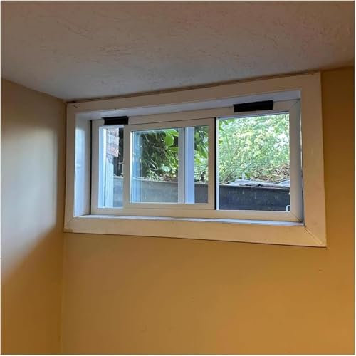 WDJBPSH Schiebefenster Schiebefenster Kellerfenster mit Screen & Schloss, Ersatz Lüftungsflügel-Fenster für Schuppen, Badezimmer, Garagen und Hühnerställe, Weiß(WxH 28x12in/70x30cm)