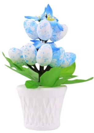 Fenteer Huevos de Pascua, Adorno en Maceta de Flores, Flor Artificial en Maceta, Mesa de Moda, decoración de Pascua para Dormitorio, Festivales, Restaurante, Azul