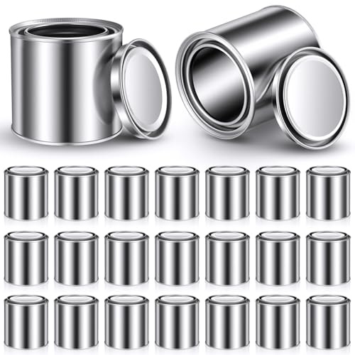 Blulu Lot de 50 boîtes de peinture en vrac avec couvercles - Seau de peinture vide en métal - Multifonctions - Pour bricolage, peinture, artisanat, projets adhésifs