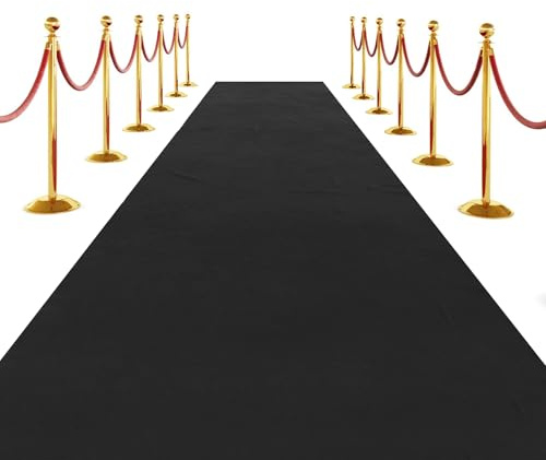 SK Studio Schwarz Teppich Läufer Eventteppich Hochzeitsteppich VIP Event Teppich Rutschfester Red Carpet Empfangsteppich, 1 x 5 m