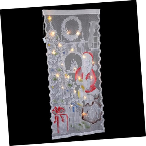 Cabilock Leuchtender Weihnachtsvorhang mit Led, Weißes Polyester, Dekorativ