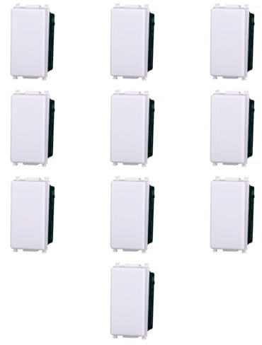 10x Pulsante 16A, Moduli Bianchi, Compatibile Con Vimar Plana, frutti, interruttori, pulsanti, deviatori, dimmer, sensori, PIR, buzzer, Per Placche originali e compatibili