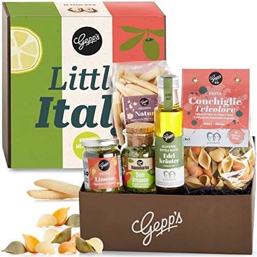 Gepp’s Feinkost Little Italy Geschenkbox I Geschenkkorb gefüllt mit hausgemachter BIO Pasta & feinsten italienischen Spezialitäten I Gourmet Italien Geschenkidee für Männer & Frauen