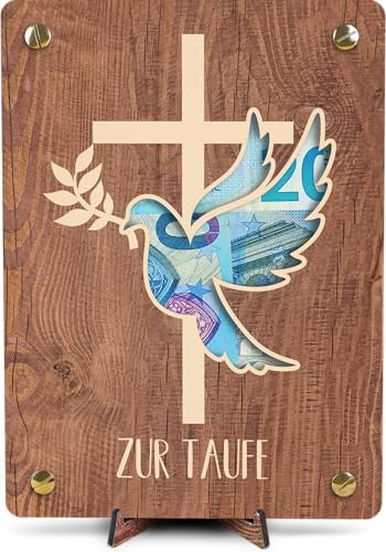 Gastgeschenk Taufe - XL Geldgeschenk aus Holz inkl. Ständer | Taufe - Taufe Deko, Taufkarten, Geschenk Taufe Mädchen, Geschenk Taufe Junge, Taufe Geschenke für Mädchen, Taufe Geschenk
