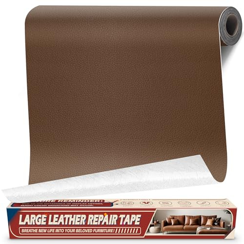 Kunstleder Flicken Selbstklebend, 43 x 200cm Selbstklebendes Kunstleder Leder Reparatur-set für Möbel, Lederflicken Selbstklebend für Autositz, Couch, Stühle, Bootssitz, Sofa Braun