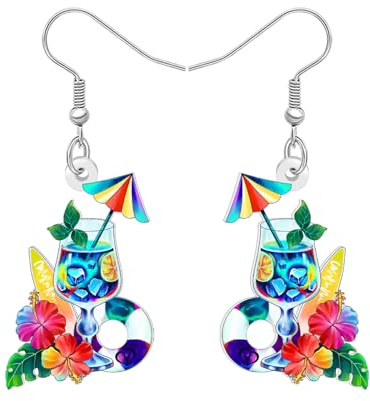 LONYOO Acryl Lustige Sommer Ohrringe Strand Schmuck für Frauen Mädchen Mom Tropische Urlaub Hawaii Geschenke für Strandliebhaber Palm Kokosnuss Charms