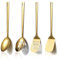 HOMQUEN Or Ustensiles de Cuisine Set de 4 Pièces, Titane Plaqué or Inoxydable Ustensiles de Cuisine Set, Ustensiles de Cuisine Grattoir Set, Cuillère à Cuisson, Gadgets de Cuisine Accessoires