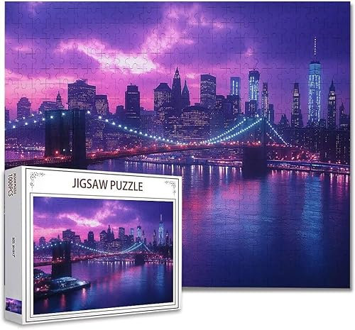 Puzzle 1000 Teile New York Puzzle Erwachsene Groß Panorama, Klassische Schwerpuzzle PäDagogisches Spiel Herausforderung Impossible Kunstpuzzle, Compact Box Mit Poster Geschenke für Frauen/MäNner E-3